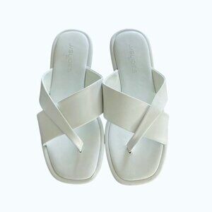 J/SLIDES White Cross-Strap Sandals